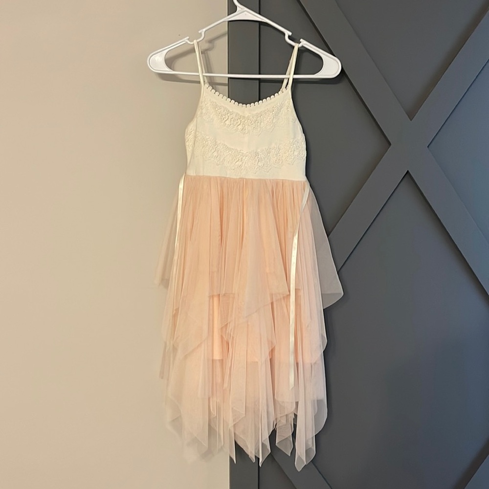 Blush pink lace & tulle dress